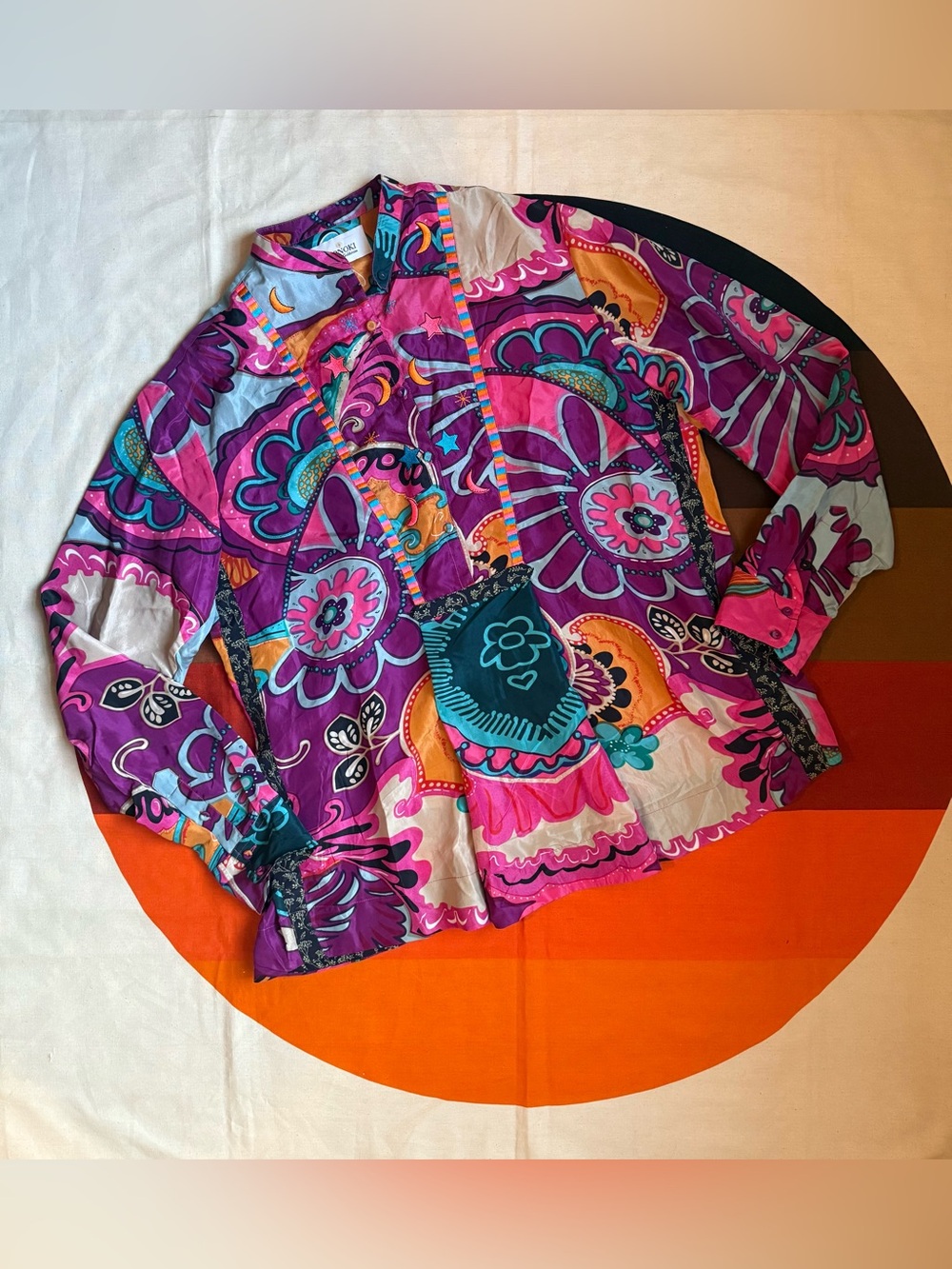 Monoki Silk Embroidered Moon & Stars Blouse